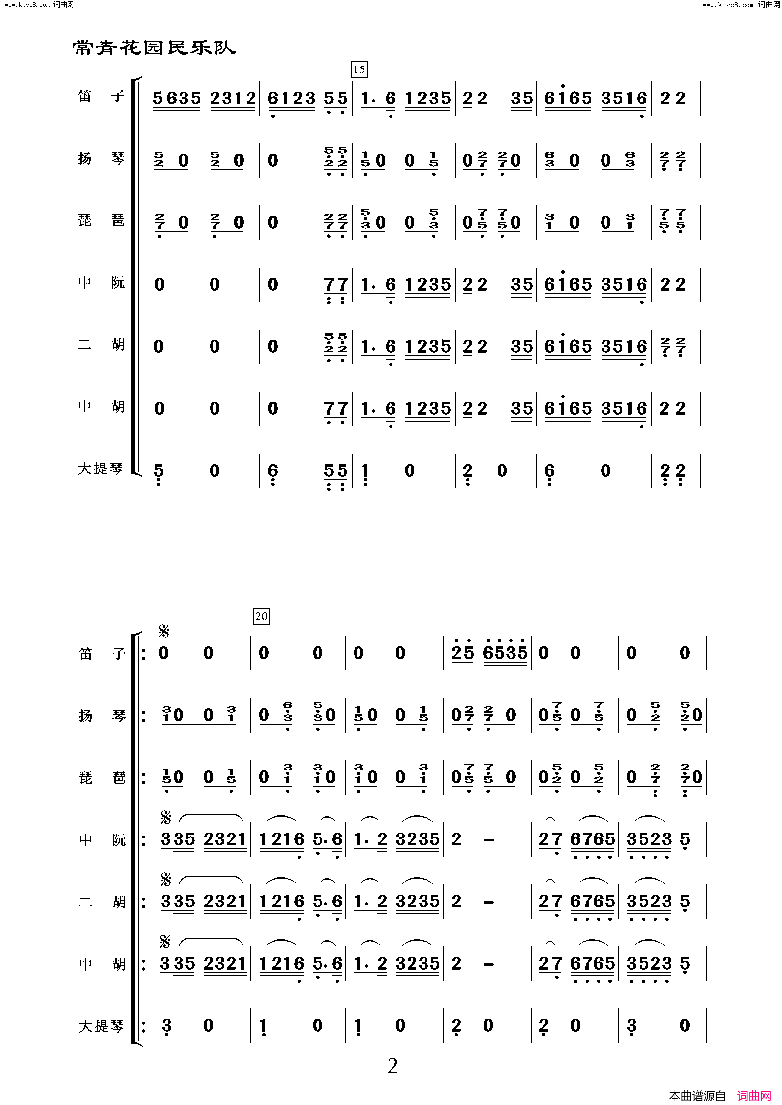 采茶舞曲民乐合奏简谱-2