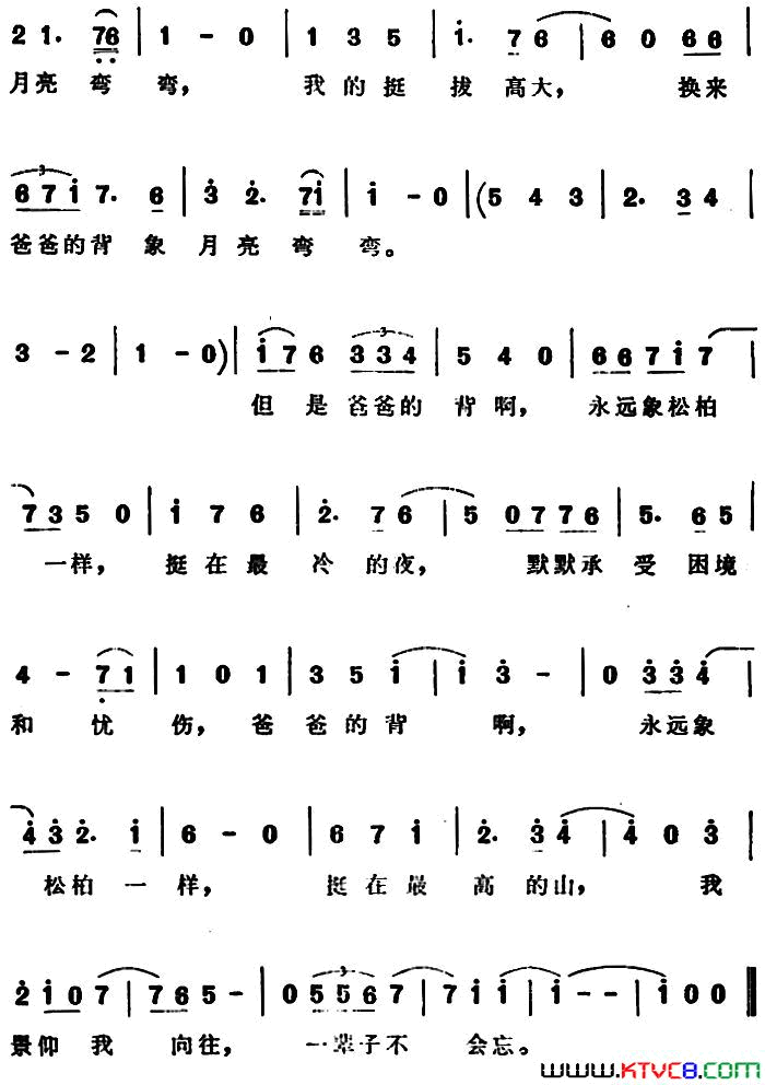 爸爸的背施又文词郁曼殊曲爸爸的背施又文词 郁曼殊曲简谱-2