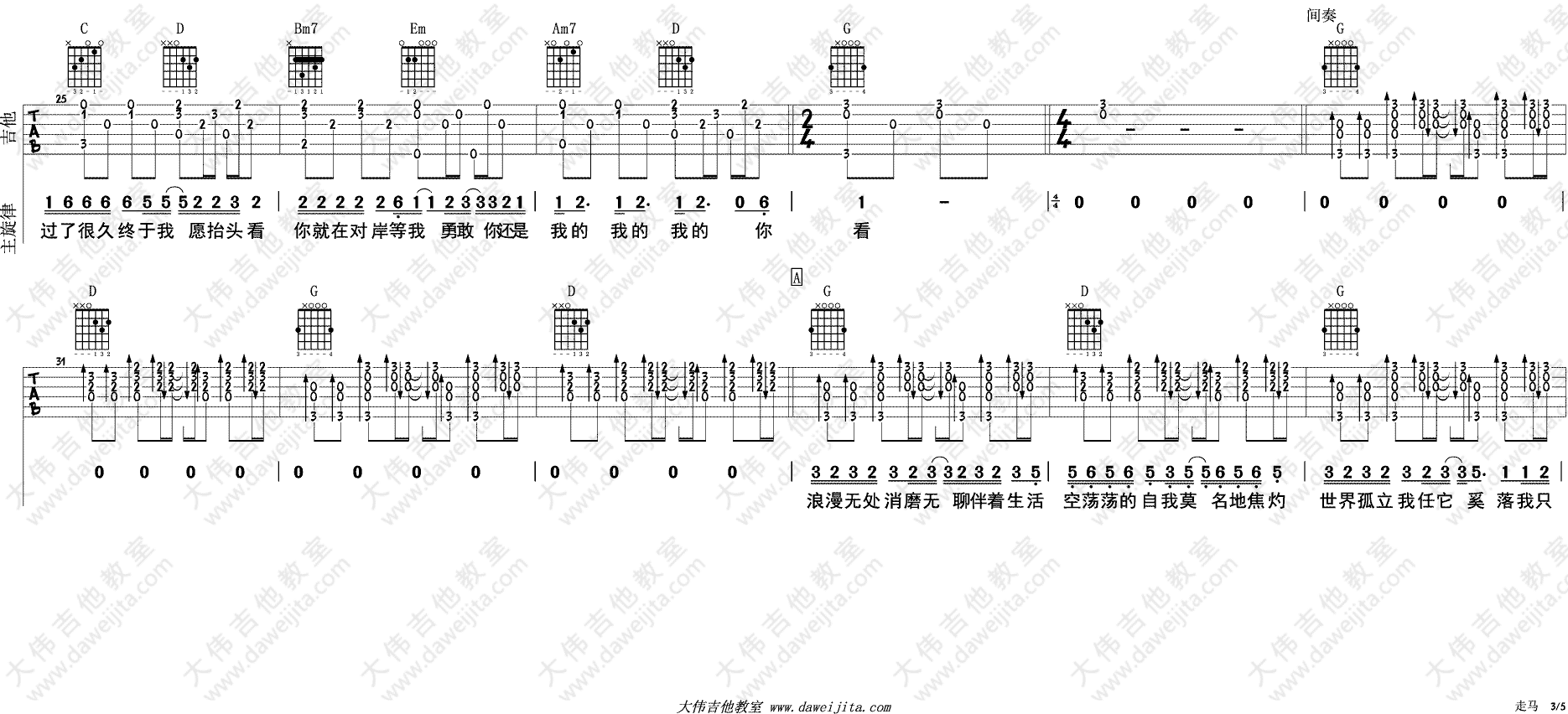 走马吉他谱-3