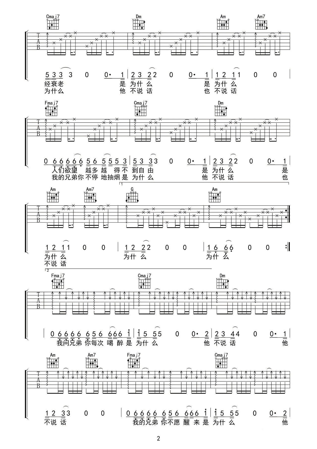 以梦喂马吉他谱-2