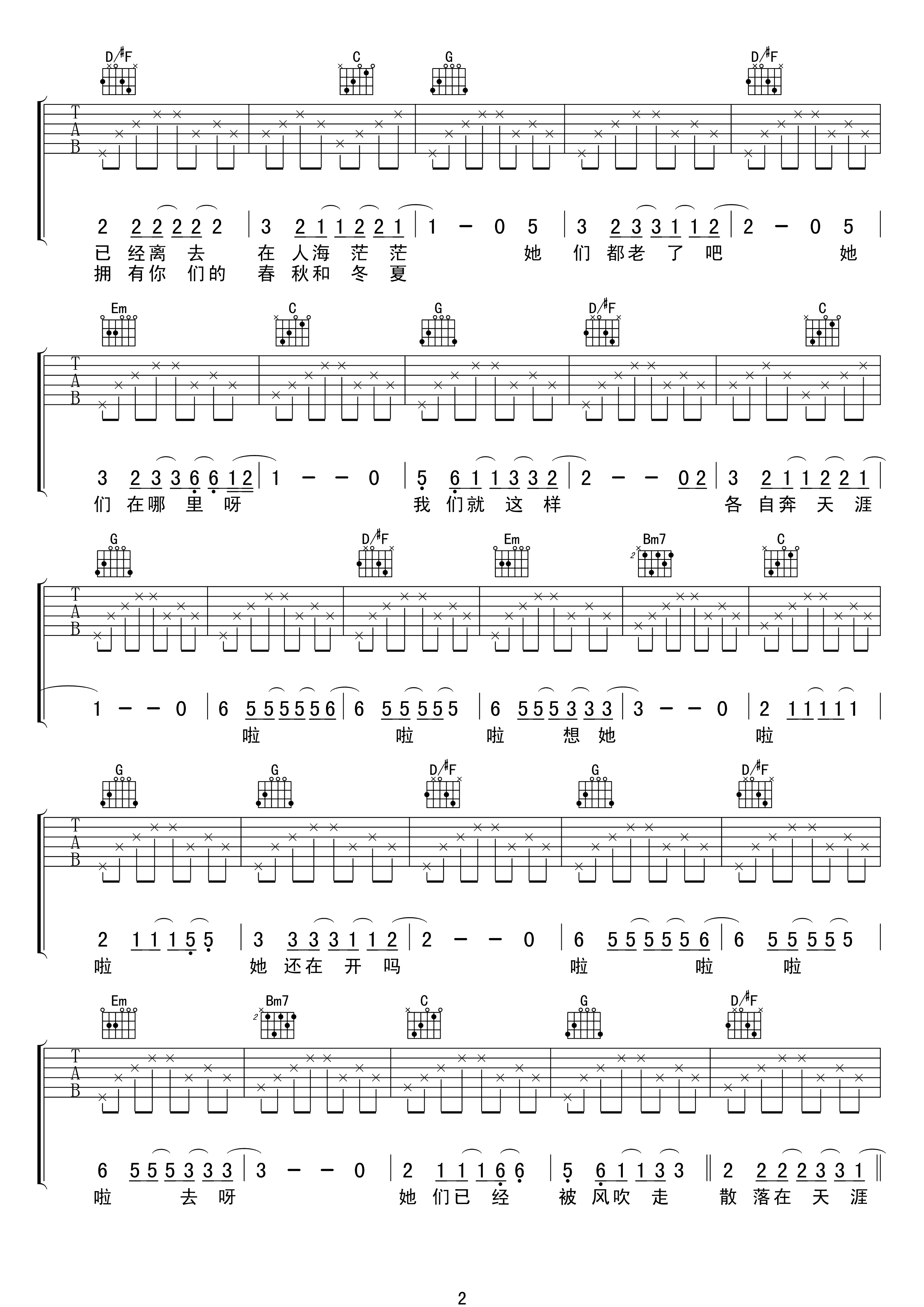 那些花儿吉他谱-2