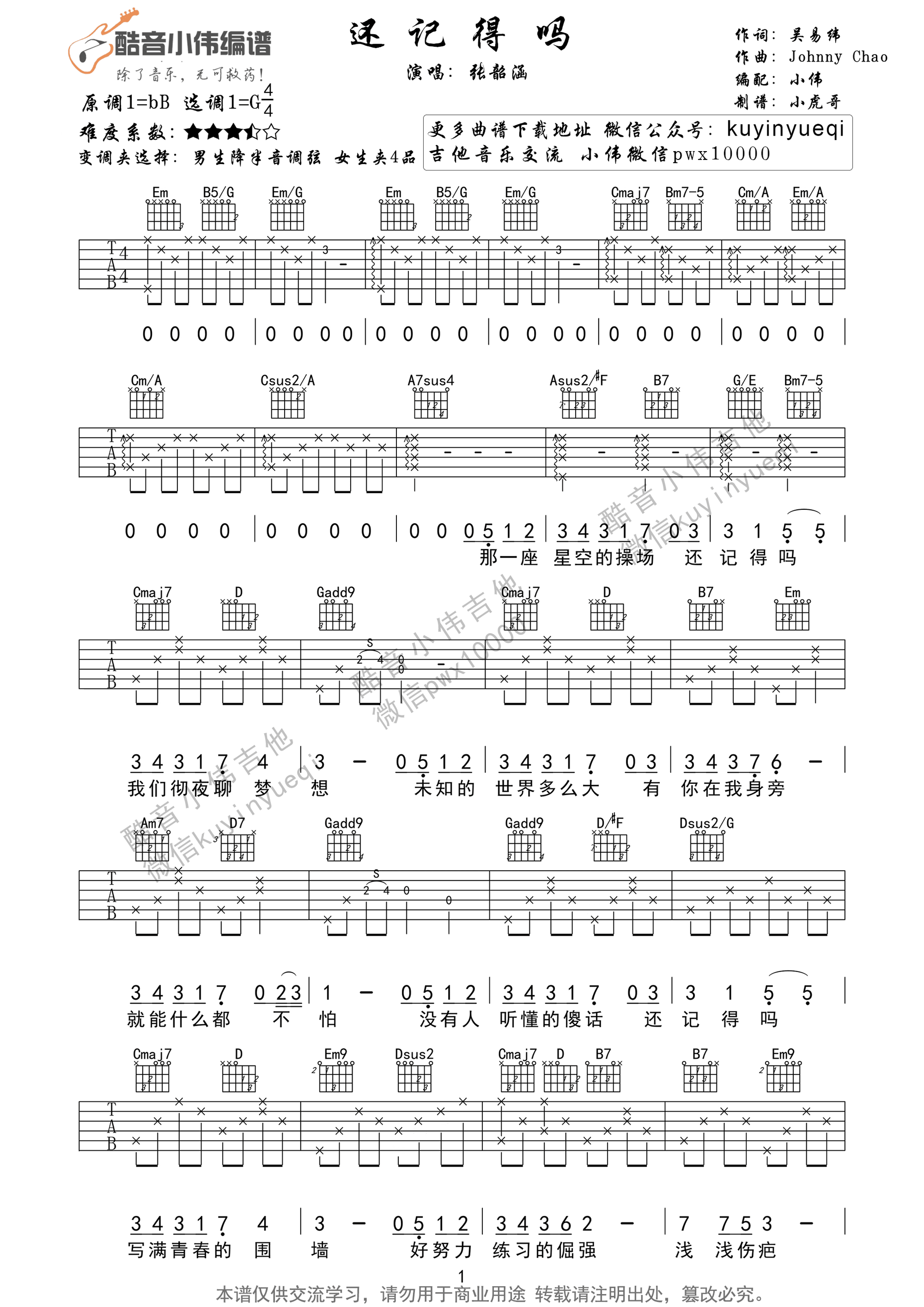 还记得吗吉他谱-1