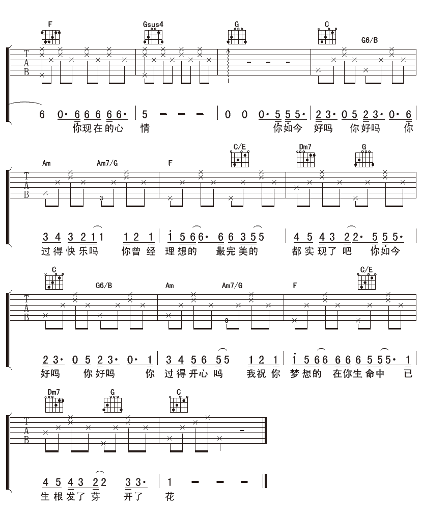 你如今好吗吉他谱-2