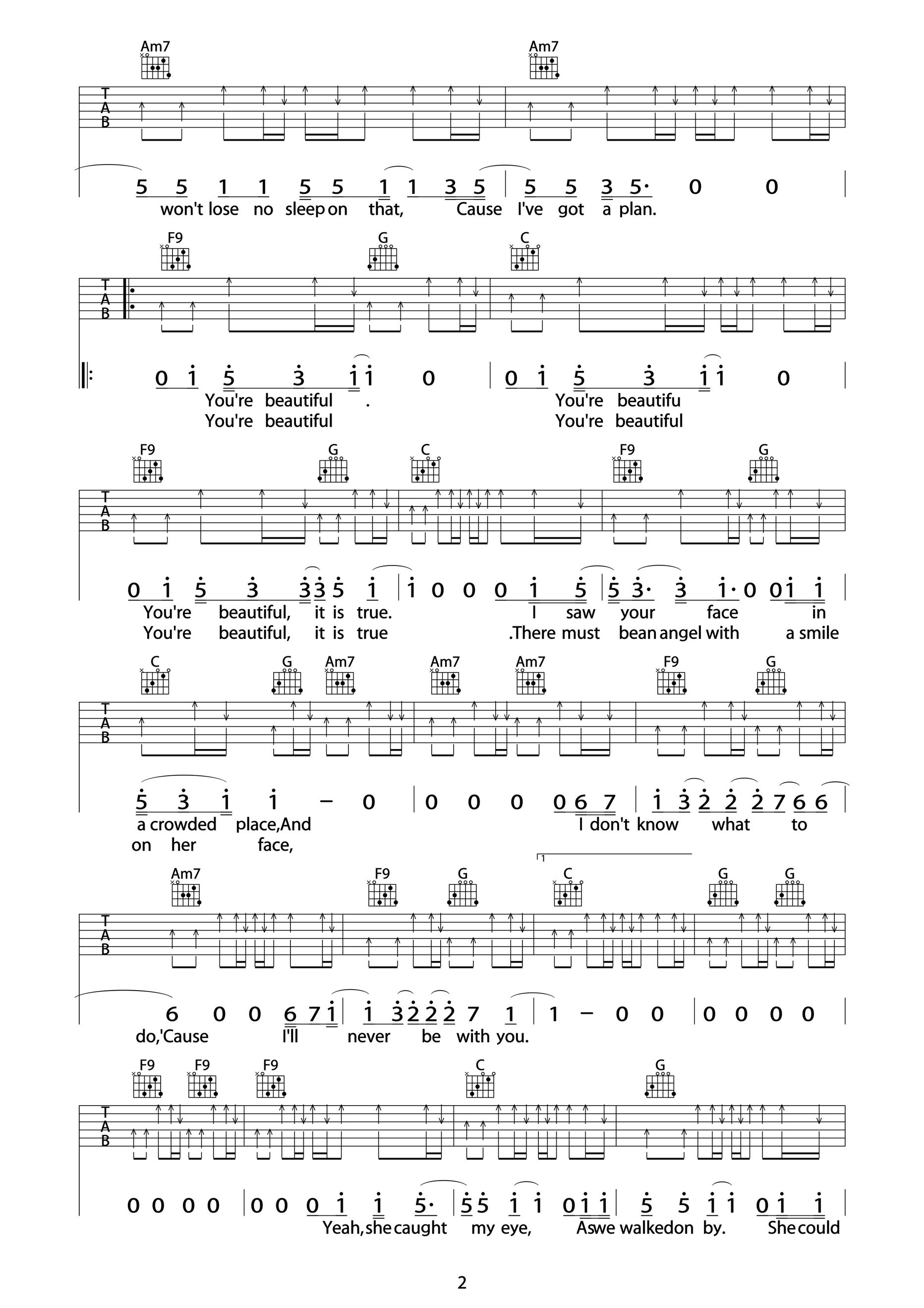 You Are Beautiful吉他谱-2