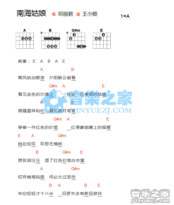 南海姑娘吉他谱-1