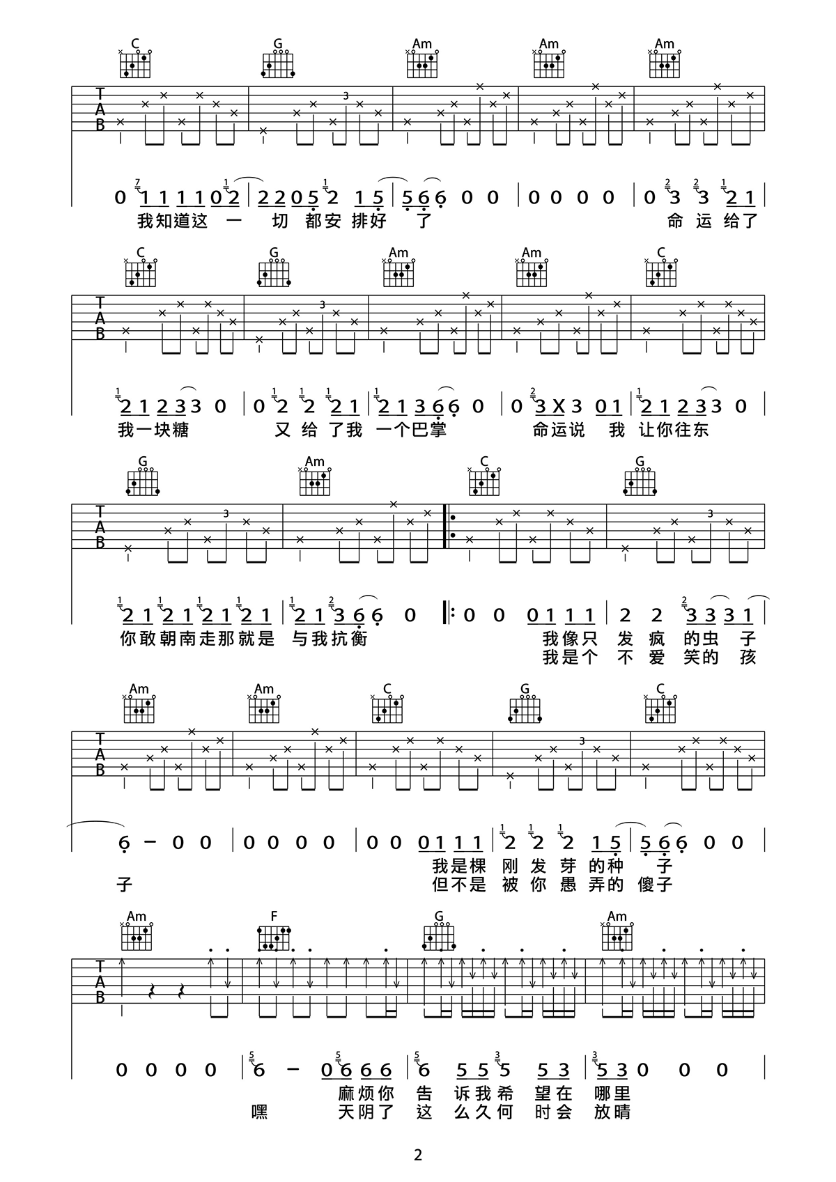 浮游吉他谱-2