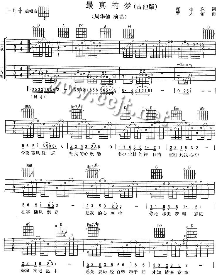 最真的梦吉他谱-1