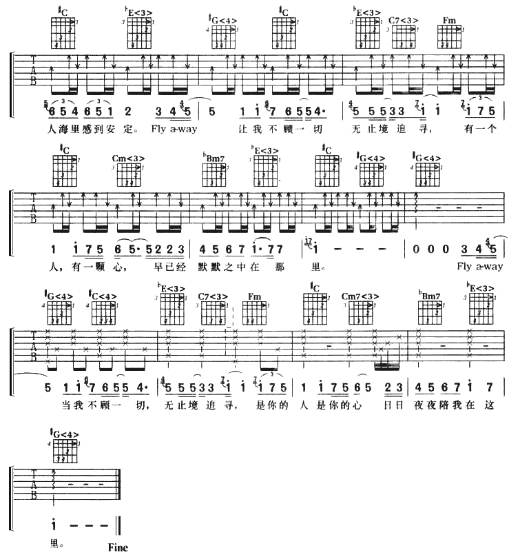 Fly Away吉他谱-4