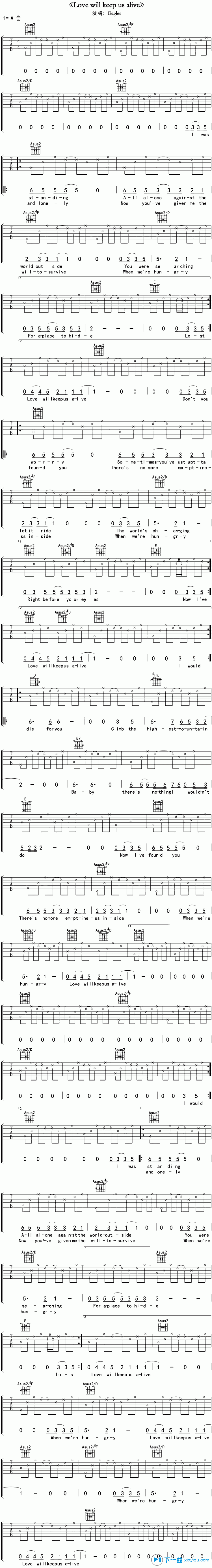 love will keep us alive吉他谱-1