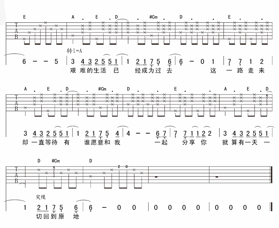 我和泡面吉他谱-3