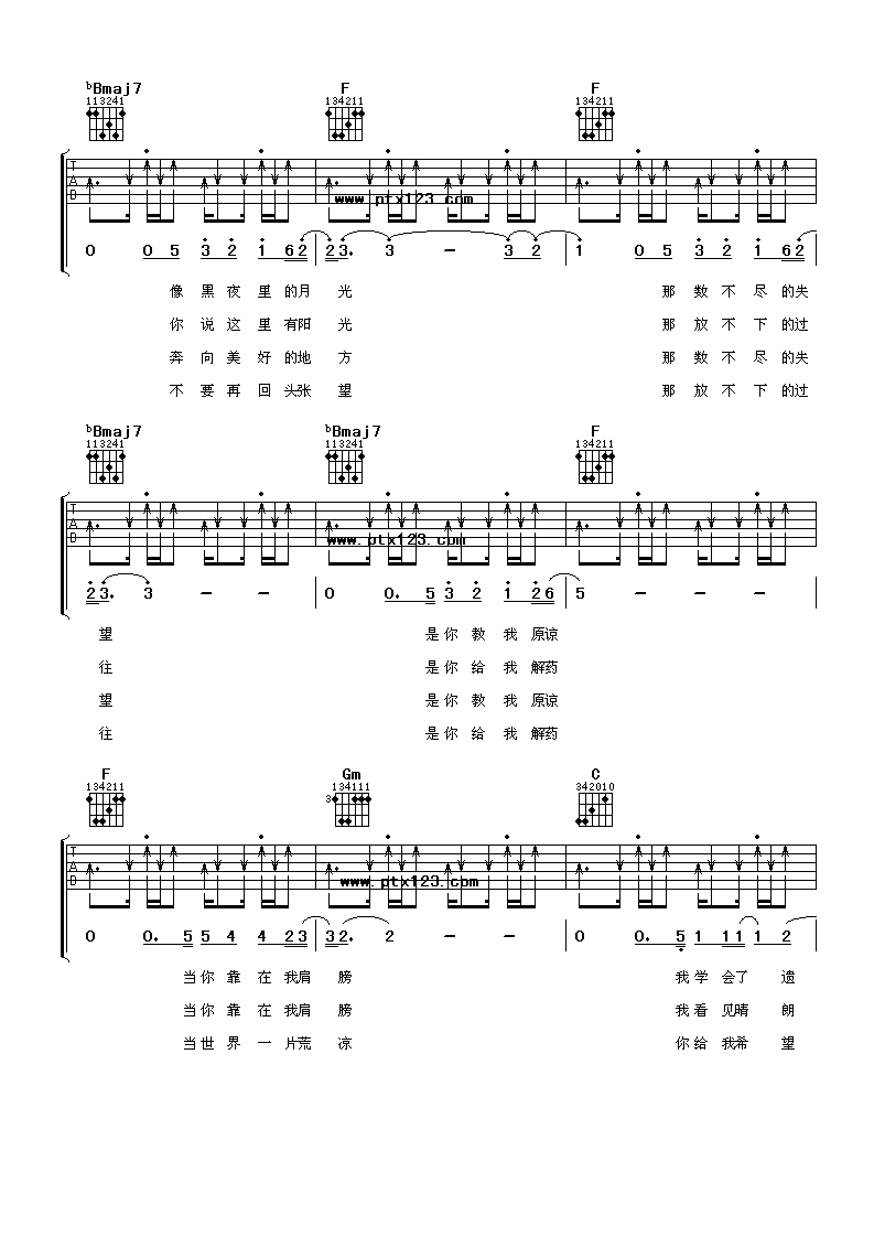 离开悲伤吉他谱-3