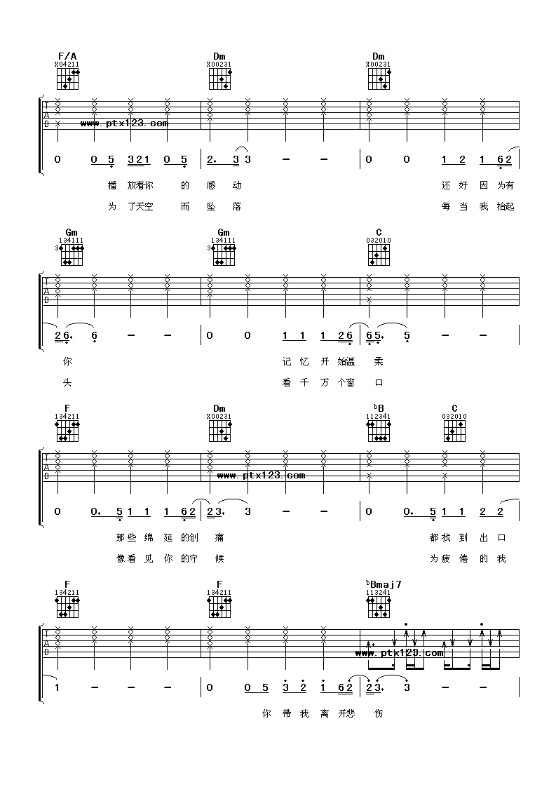 离开悲伤吉他谱-2