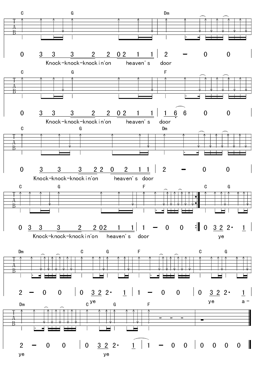 Knocking on Heavens Door吉他谱-2