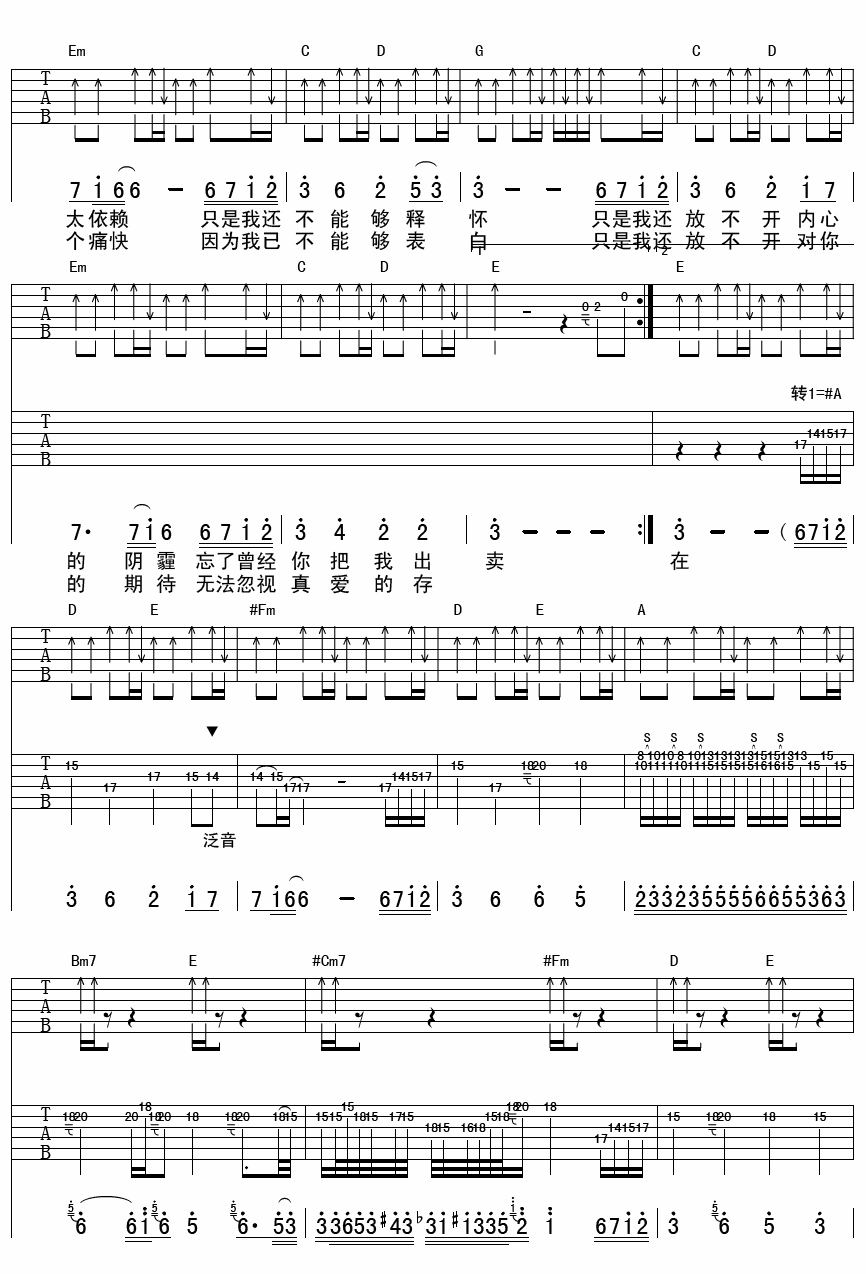 放开吉他谱-2