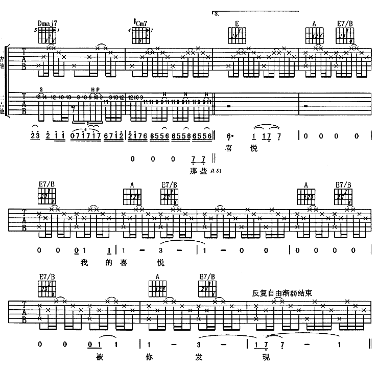 喜悦吉他谱-4