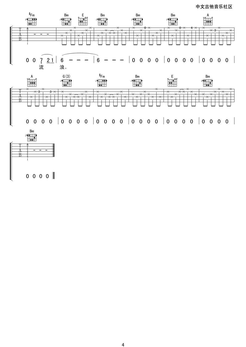 橄榄树吉他谱D调