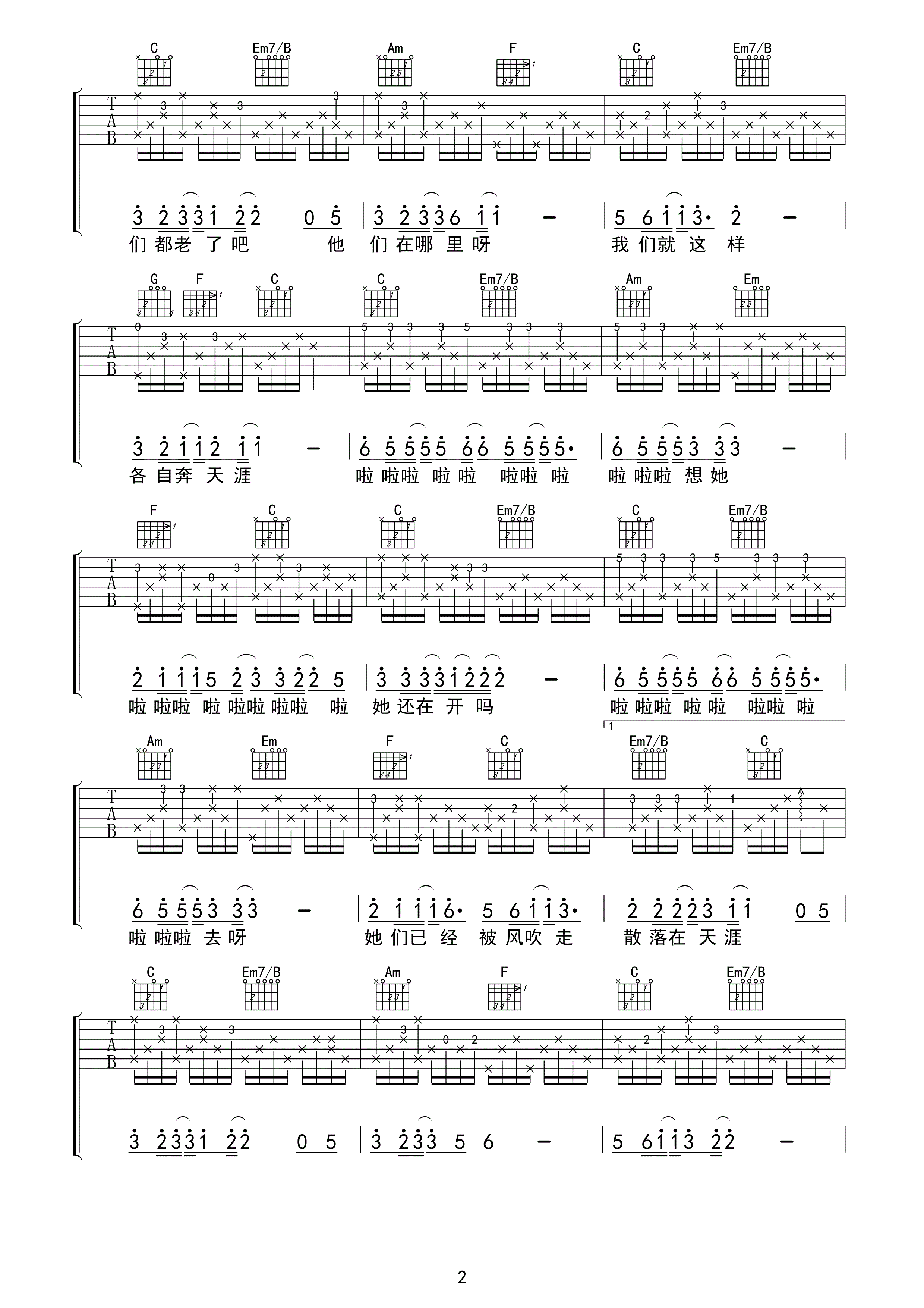 那些花儿高清版吉他谱-2