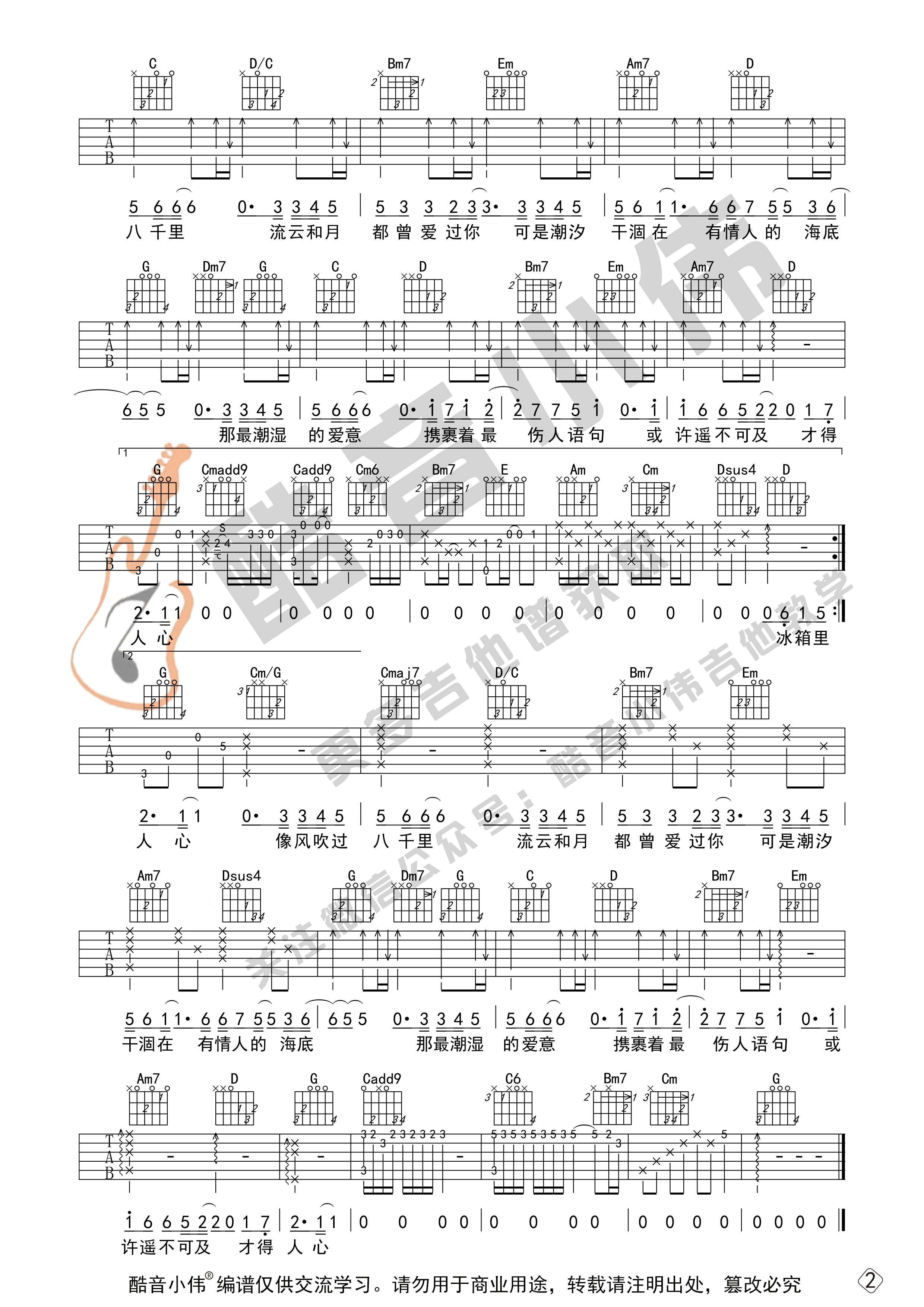 风吹过八千里吉他谱-2