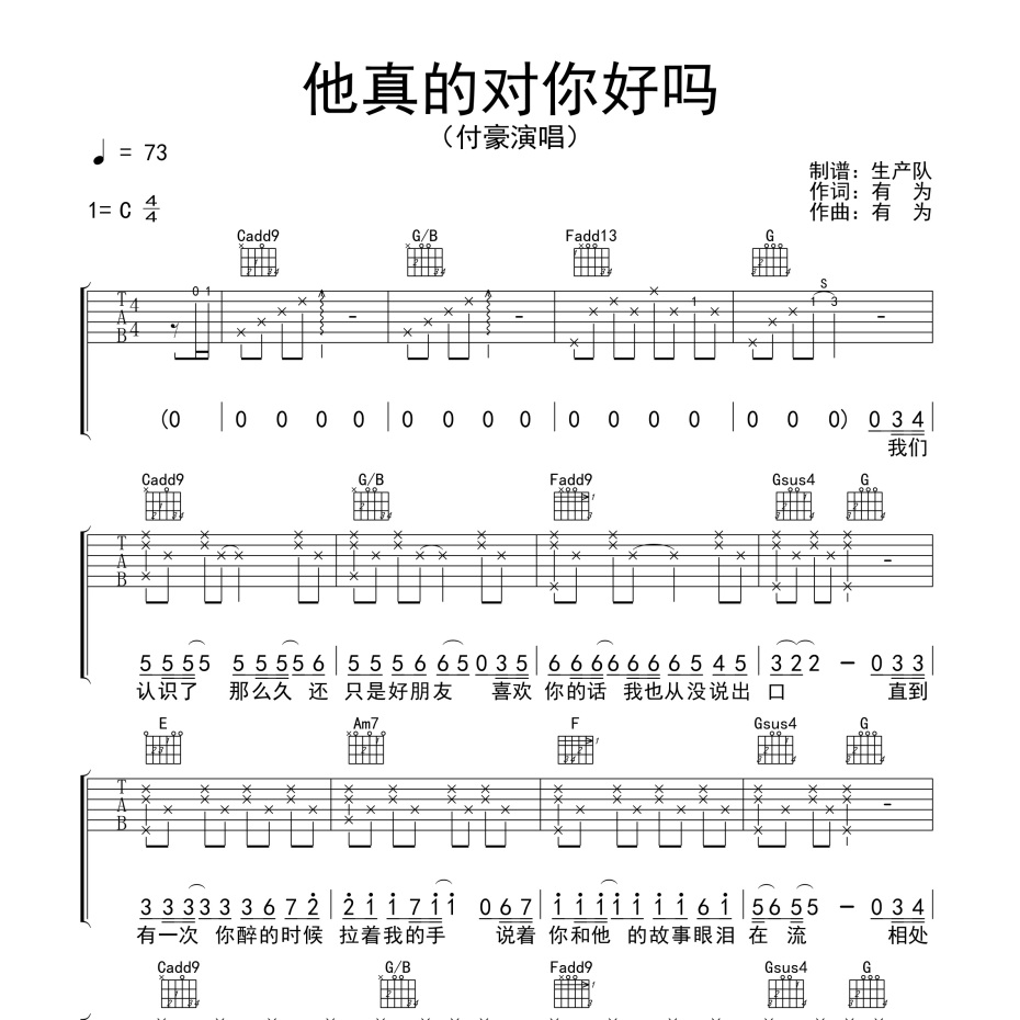 他真的对你好吗吉他谱