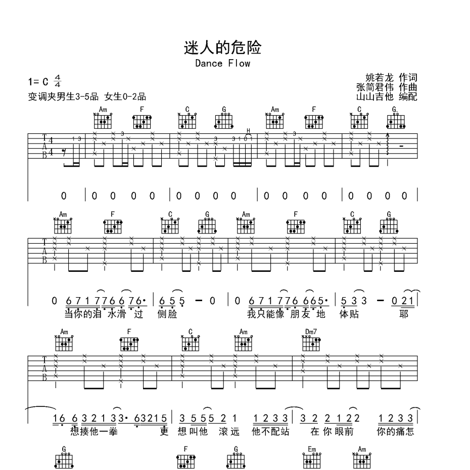 迷人的危险吉他谱