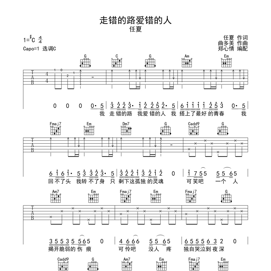 走错的路爱错的人吉他谱