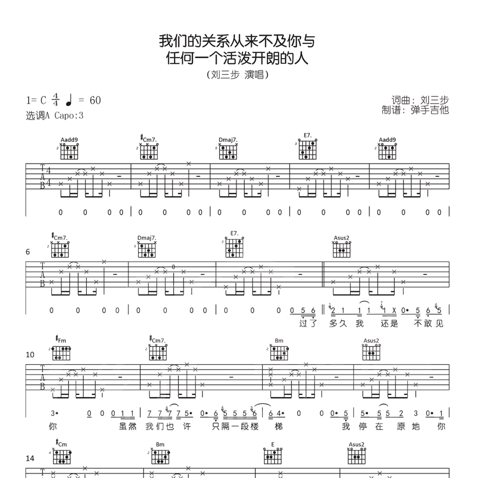 我们的关系从来不及你与任何吉他谱