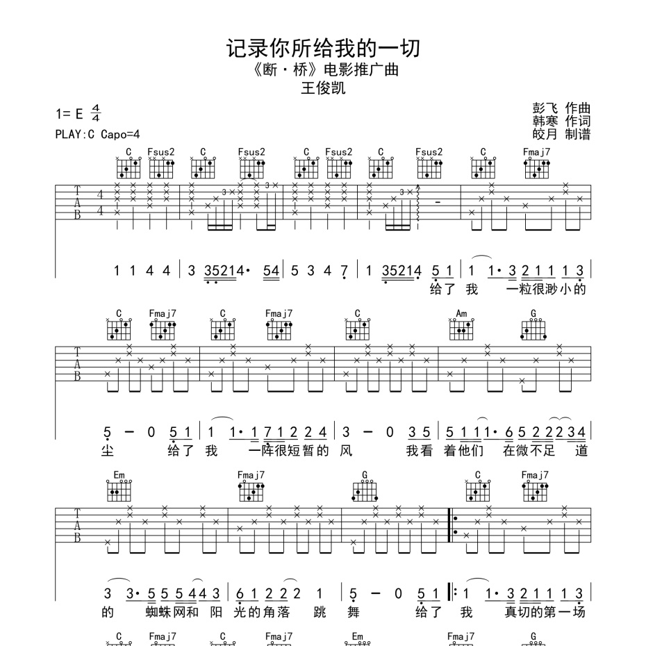 记录你所给我的一切吉他谱