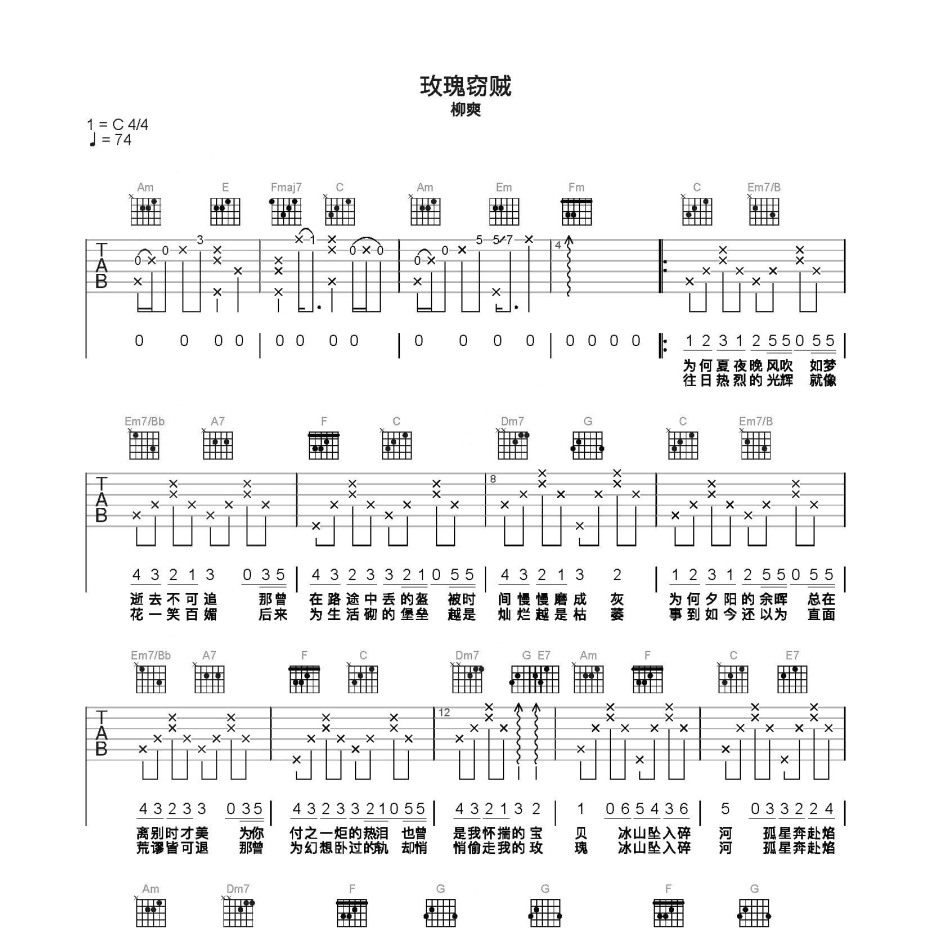 玫瑰窃贼吉他谱