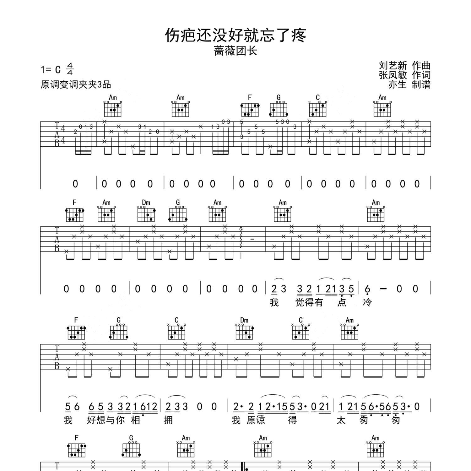 伤疤还没好就忘了疼吉他谱