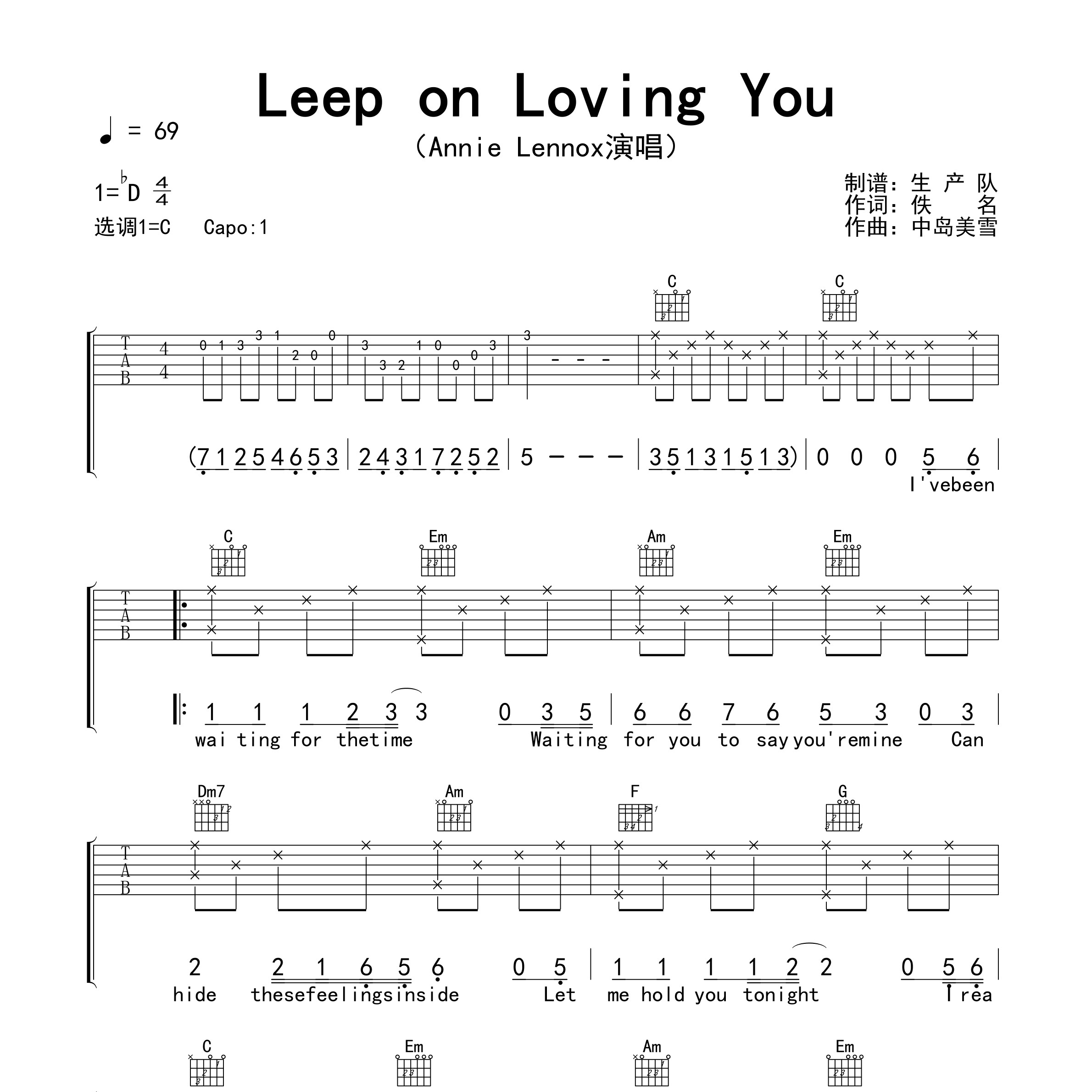 Leep on Loving You吉他谱-1