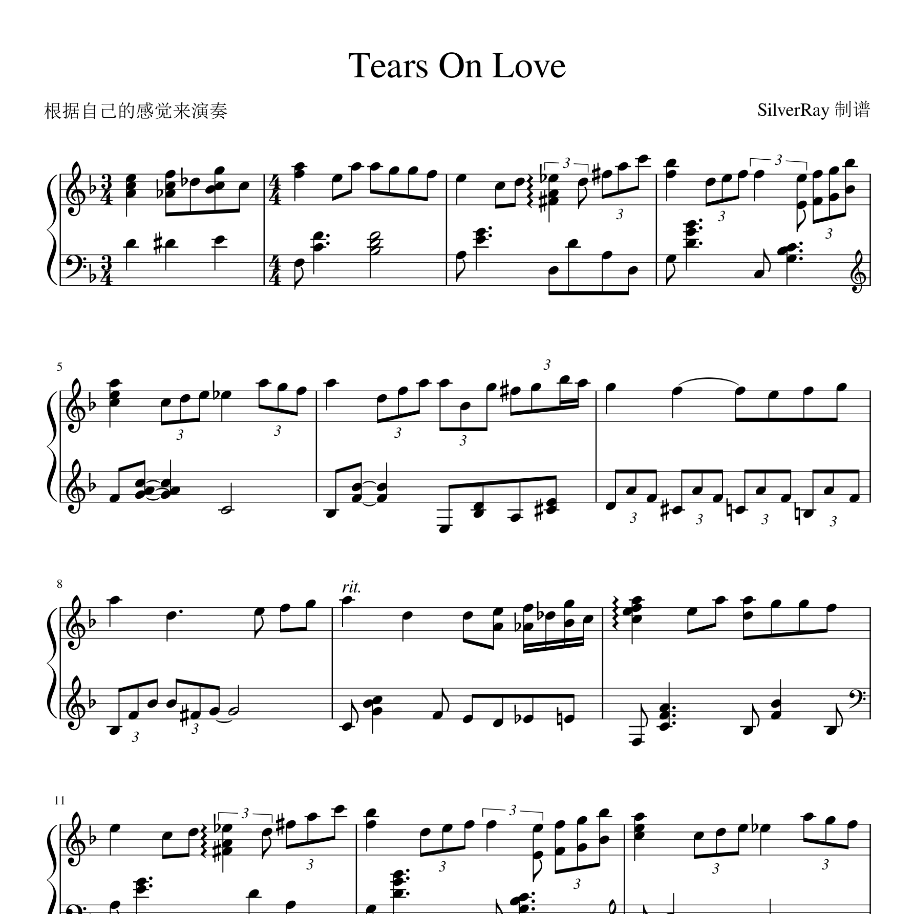 Tears On Love钢琴谱