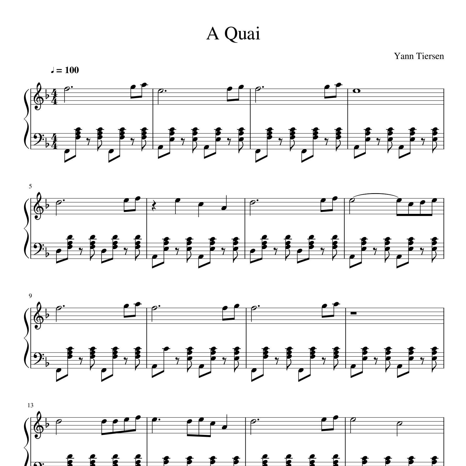 A Quai钢琴谱