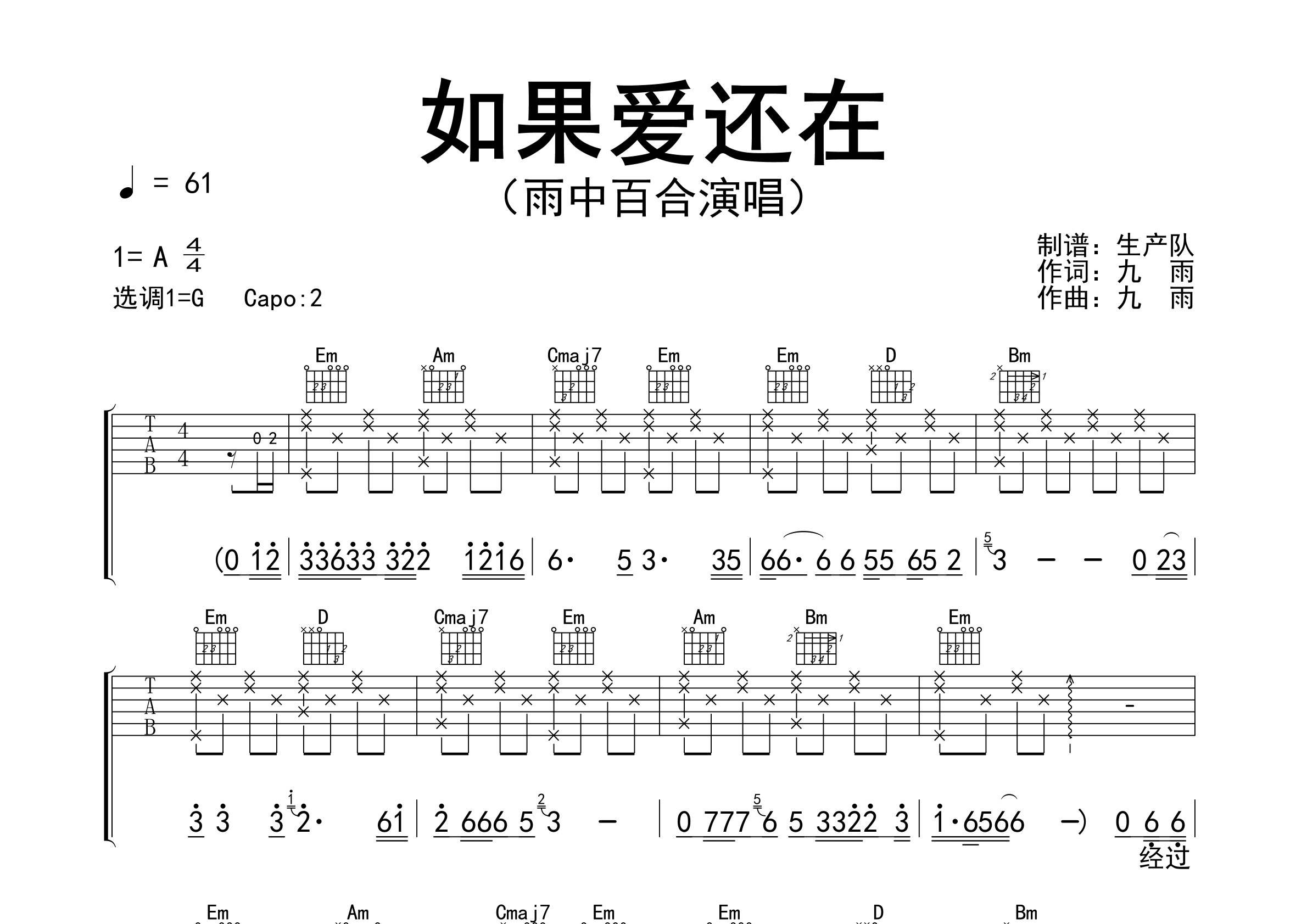 如果爱还在吉他谱-1